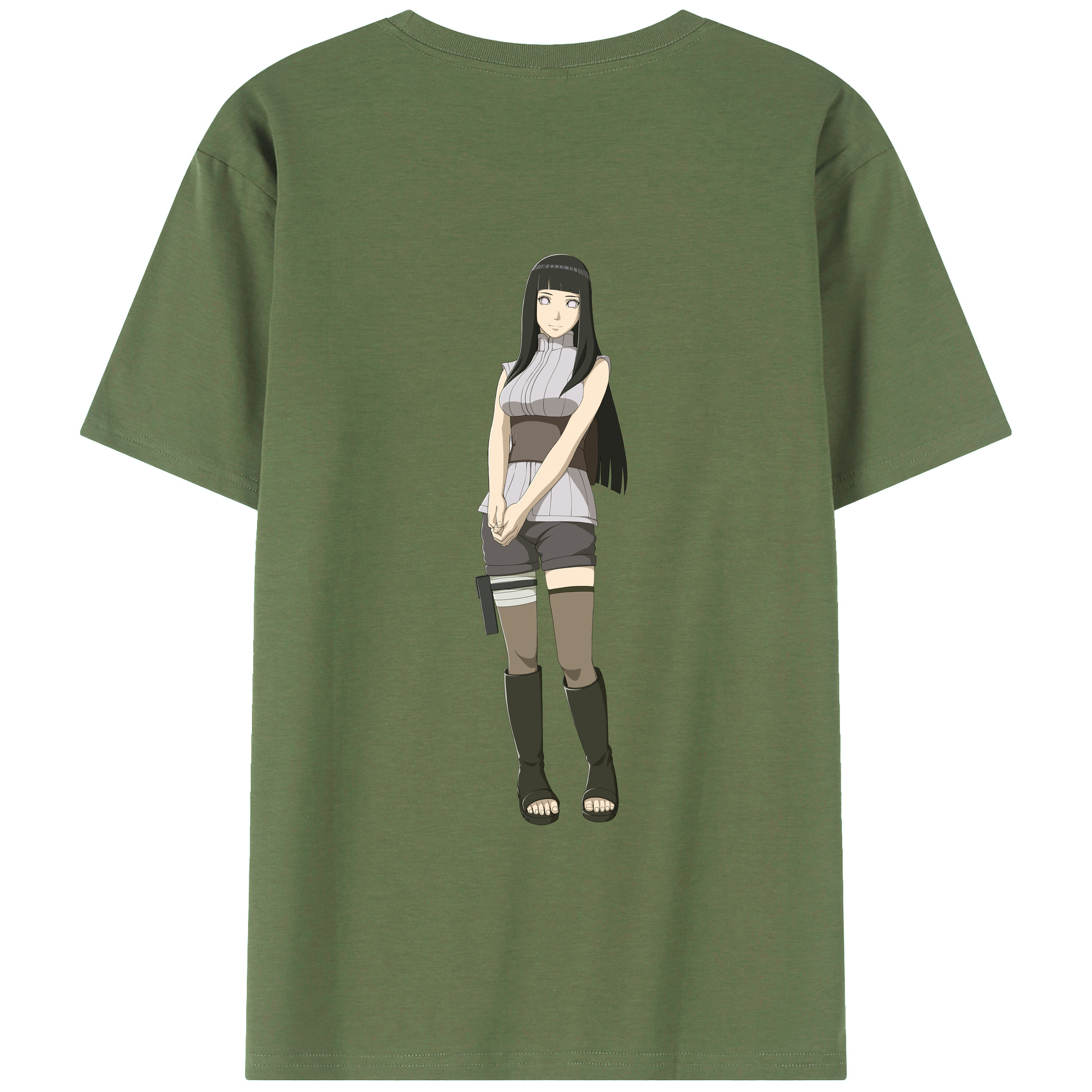 （画像用） NARUTO -ナルト- 日向ヒナタ Hyūga Hinata 綿100％ メンズ半袖Tシャツ（バックプリント） 通気性